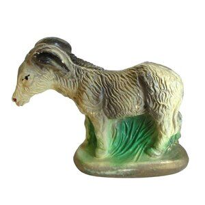 AS IS Vintage Nativity Donkey Chalkware Figurine Rustic Animal Decor Collectible
